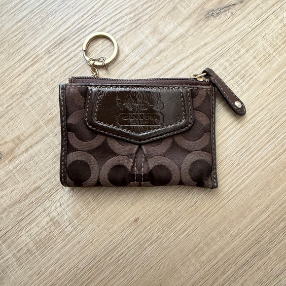 Coach Brown Circle Pattern Keychain Wallet - Picture 5 of 5
